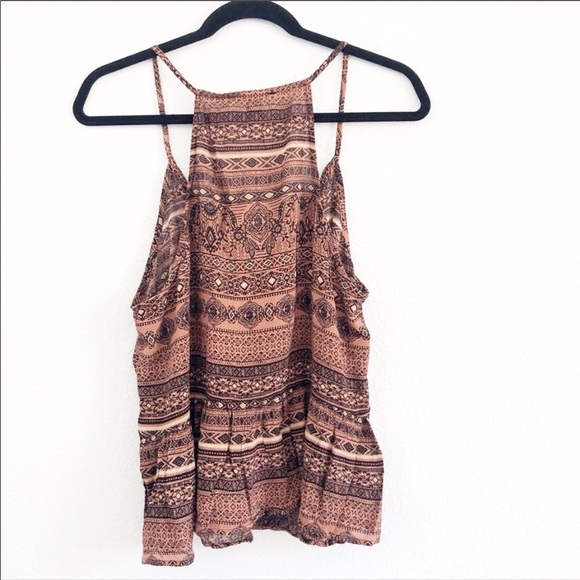 F21 | Rust colored peplum tribal print top - Picture 2 of 7